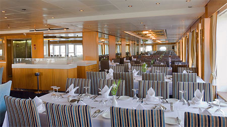 view of the dinning room of the cruise ship Celestyal Cristal